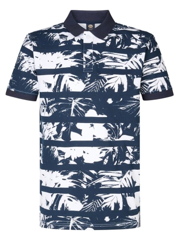 Petrol Poloshirt donkerblauw/wit