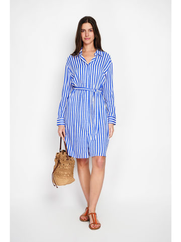 William de Faye Kleid in Blau/ Weiß