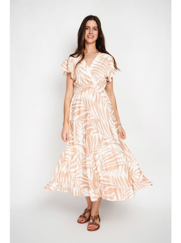 William de Faye Kleid in Beige/ Weiß