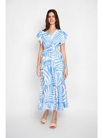 William de Faye Kleid in Hellblau/ Weiß