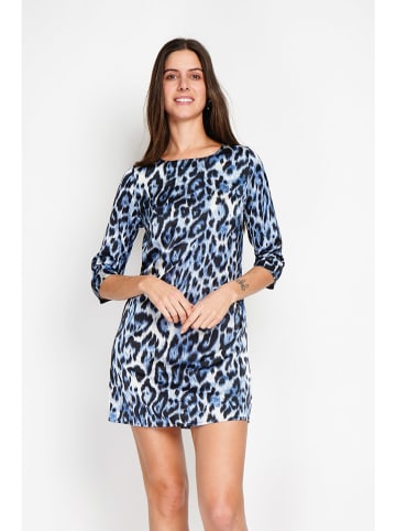 William de Faye Kleid in Dunkelblau/ Weiß