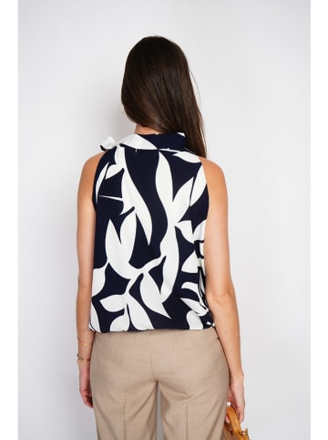 William de Faye Blouse donkerblauw/wit