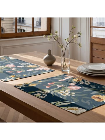 mint Deco 2-delige set: placemats "Kendra" donkerblauw - (L)50 x (B)40 cm