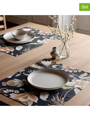 Mint Rugs 2er-Set: Tischsets "Yara" in Anthrazit/ Grün - (L)50 x (B)40 cm