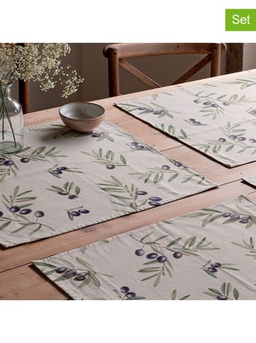 2-delige set: placemats "Cartagena" crème/paars - (L)50 x (B)40 cm