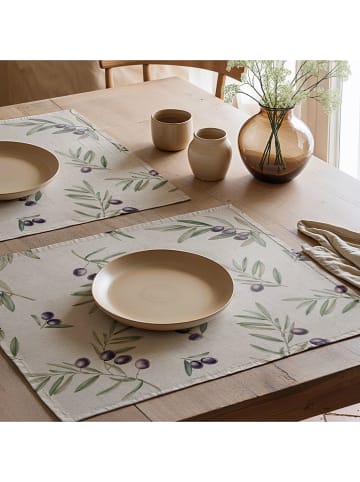 2-delige set: placemats "Cartagena" crème/paars - (L)50 x (B)40 cm