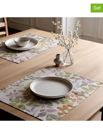 mint Deco 2er-Set: Tischsets "Nairobi" in Creme/ Grün/ Lila - (L)50 x (B)40 cm