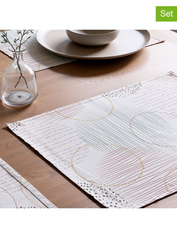 Mint Rugs 2-delige set: placemats "Naroa" wit/geel/zwart - (L)50 x (B)40 cm