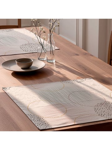 Mint Rugs 2-delige set: placemats "Naroa" wit/geel/zwart - (L)50 x (B)40 cm