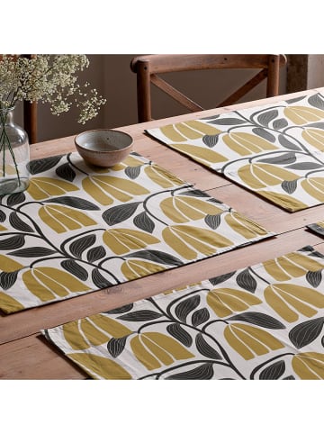 mint Deco 2er-Set: Tischsets "Nekane" in Weiß/ Gelb/ Grau - (L)50 x (B)40 cm