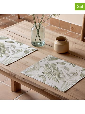 Mint Rugs Podkładki stołowe (2 szt.) "Davy" w kolorze kremowo-zielonym - 50 x 40 cm