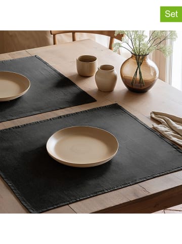 mint Deco 2-delige set: placemats "Indra" zwart - (L)50 x (B)40 cm