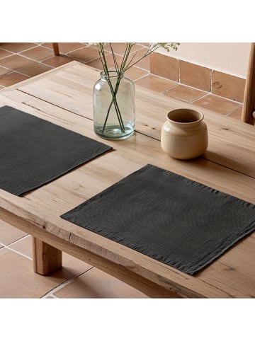Mint Rugs 2-delige set: placemats "Indra" zwart - (L)50 x (B)40 cm
