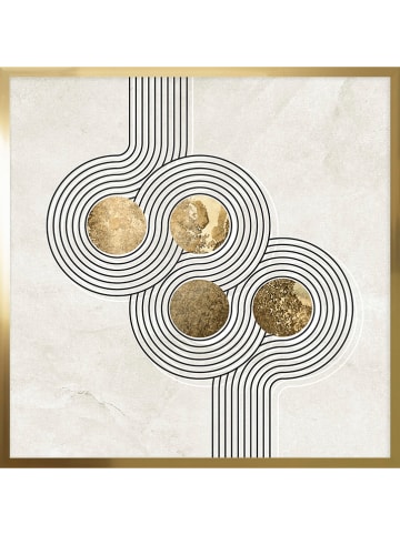 Ars Longa Gerahmter Kunstdruck "Circles from lines with gold no. 2" - (L)70 x (B)50 cm