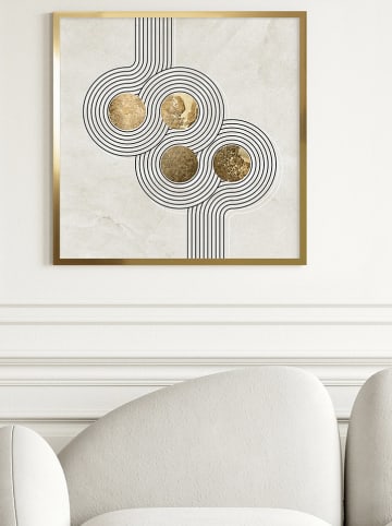 Ars Longa Druk artystyczny "Circles from lines with gold no. 2" w ramce - 70 x 50 cm