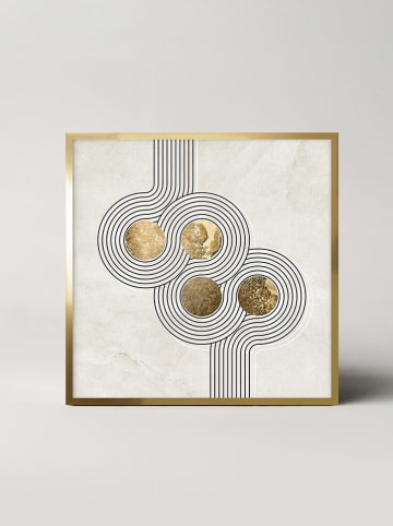 Ars Longa Gerahmter Kunstdruck "Circles from lines with gold no. 2" - (L)70 x (B)50 cm
