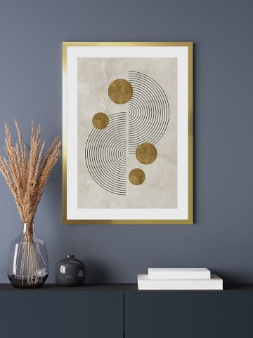 Ars Longa Ingelijste kunstdruk "Half circles abstract" - (L)70 x (B)50 cm