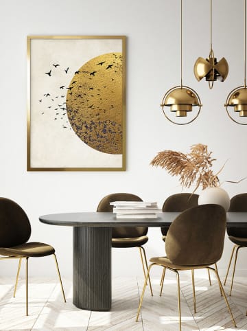 Ars Longa Ingelijste kunstdruk "Bird against the golden sun" - (L)70 x (B)50 cm