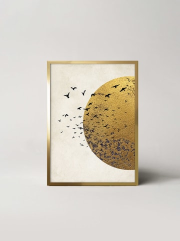Ars Longa Ingelijste kunstdruk "Bird against the golden sun" - (L)70 x (B)50 cm