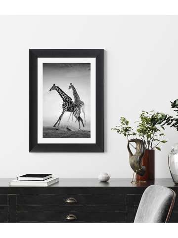 Ars Longa Gerahmter Kunstdruck "Running Giraffes" - (L)70 x (B)50 cm