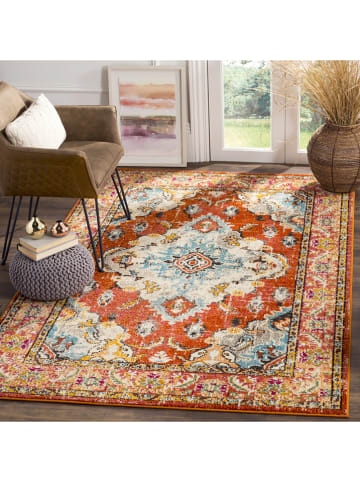 Safavieh Kurzflor-Teppich in Orange/ Hellblau