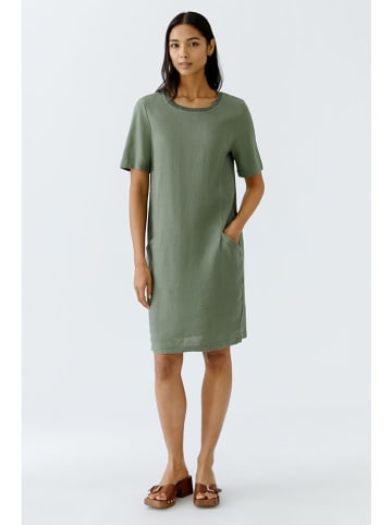 Oui Leinen-Kleid in Grün
