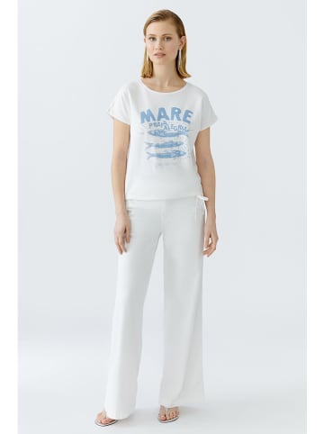 Oui Shirt in Weiß/ Blau