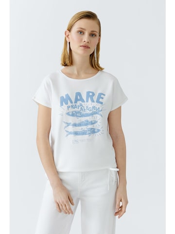 Oui Shirt in Weiß/ Blau