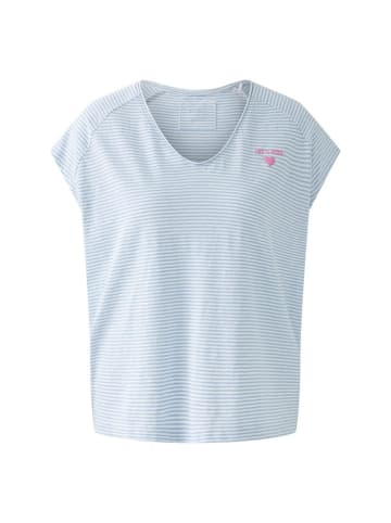 Oui Shirt in Hellblau/ Weiß