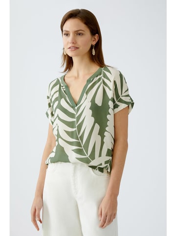 Oui Bluse in Grün/ Weiß