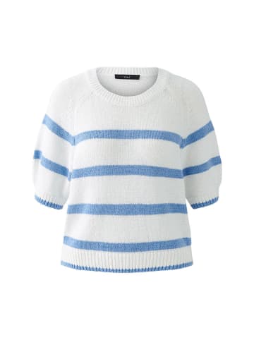 Oui Pullover in Weiß/ Blau