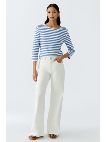 Oui Longsleeve in Blau/ Weiß