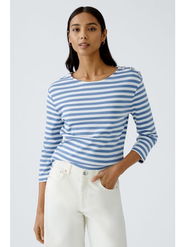 Oui Longsleeve in Blau/ Weiß