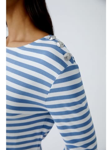 Oui Longsleeve in Blau/ Weiß