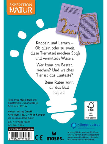 moses. Kartenspiel "50 wundersame Tierrätsel - Tierrekorde" - ab 7 Jahren