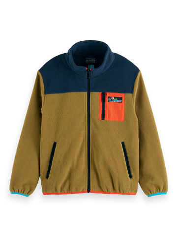 Scotch & Soda Fleecejacke in Hellbraun/ Dunkelblau