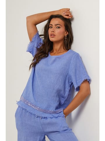 Le Monde du Lin Linnen blouse blauw