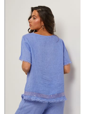 Le Monde du Lin Linnen blouse blauw