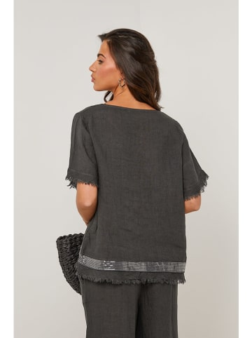 Le Monde du Lin Linnen blouse antraciet