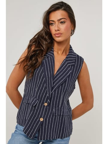 Le Monde du Lin Linnen gilet donkerblauw
