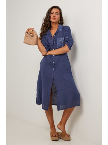 Rodier Lin Leinen-Kleid in Dunkelblau