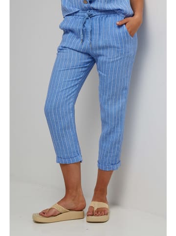 Le Monde du Lin Leinen-Caprihose in Hellblau
