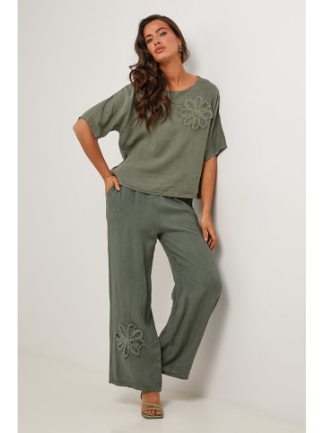 Le Monde du Lin Leinen-Bluse in Khaki