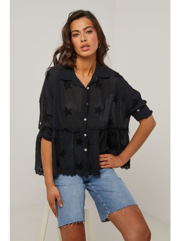 Le Monde du Lin Bluse in Schwarz