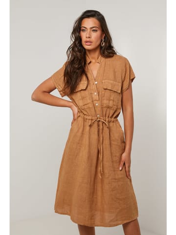 Le Monde du Lin Leinen-Kleid in Hellbraun
