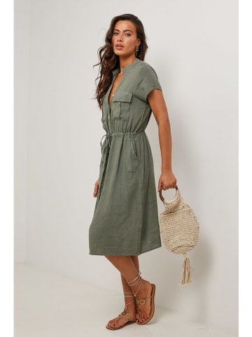 Le Monde du Lin Leinen-Kleid in Khaki