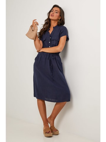 Le Monde du Lin Leinen-Kleid in Dunkelblau