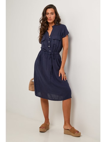 Le Monde du Lin Leinen-Kleid in Dunkelblau