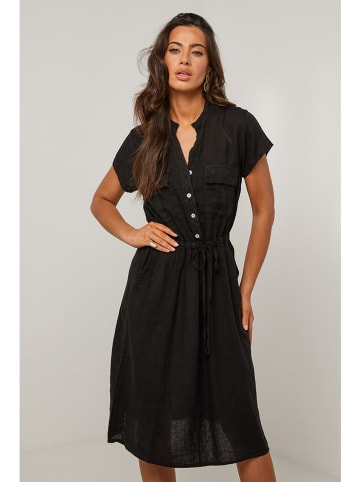Le Monde du Lin Leinen-Kleid in Schwarz