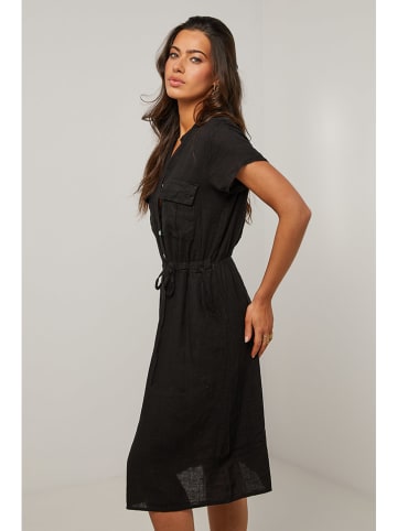 Le Monde du Lin Leinen-Kleid in Schwarz